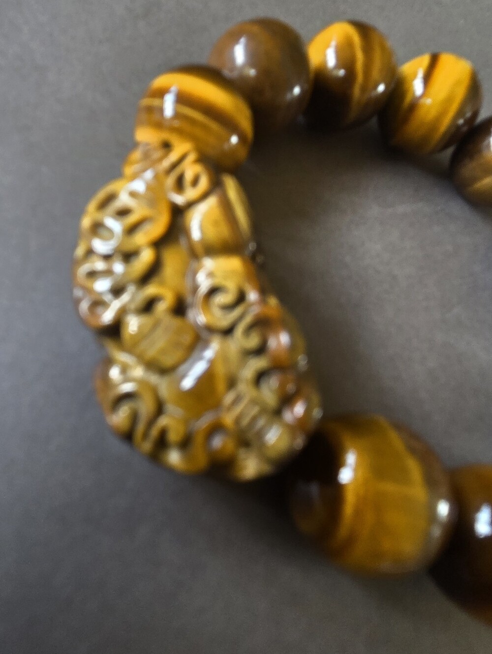 Phai's Carved Dragon Tiger Eye Bracelet